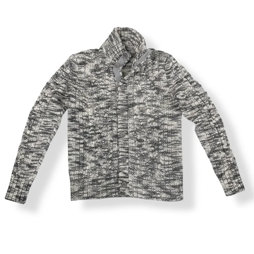 Banana Republic Cardigan Men Large Gray Long Sleeve Button Heavyweight Wool Knit